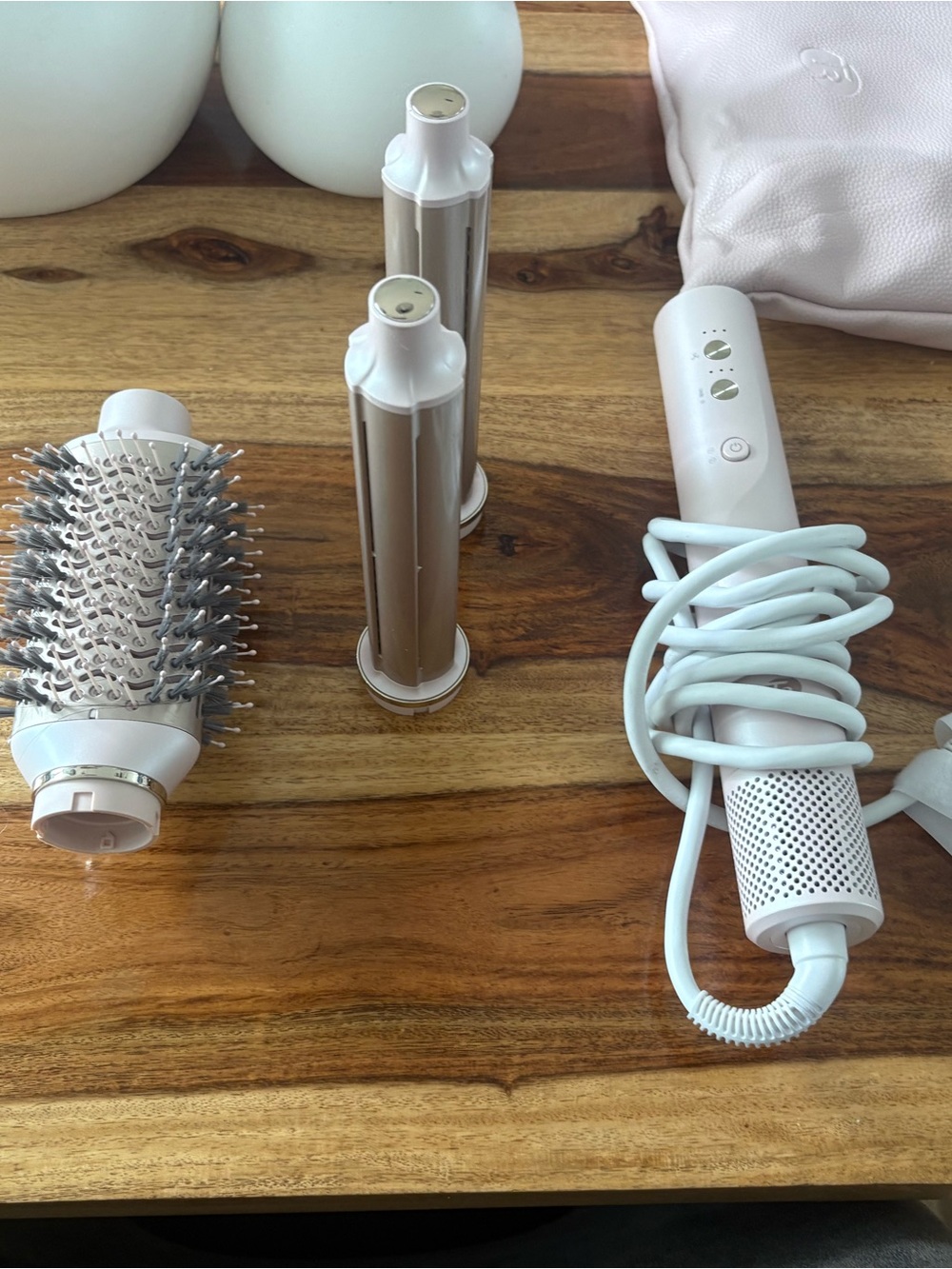 T3 White & Gold Hot Air Brush with Attachments